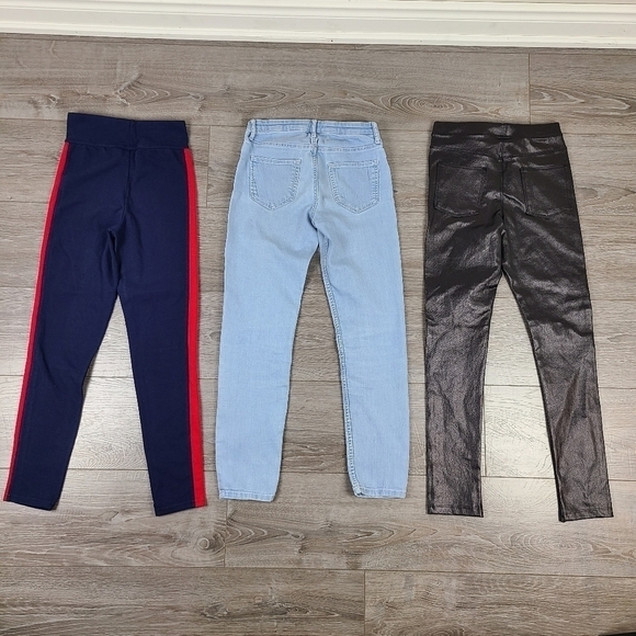 Lot of 3 Girl's Pants Leggings Jeans and Faux Leather Pants Size 9-12 - Picture 14 of 15